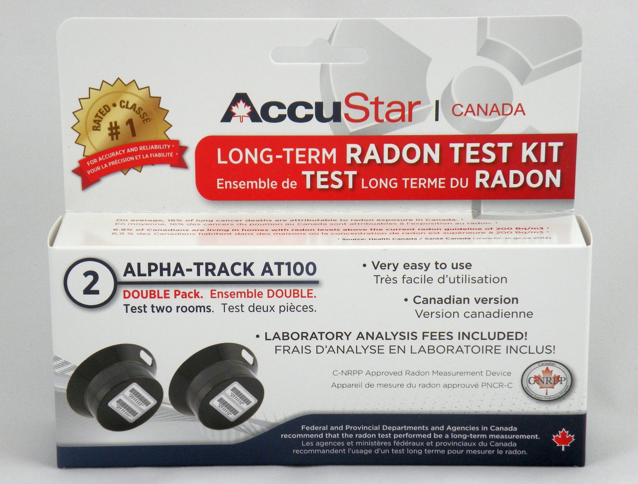 Long Term Radon Test Kit for Radon in Air Alpha Track AT100